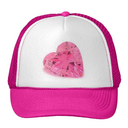 Cute Pink Crystal Heart Cap Mesh Hats