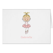 Cute , Pink, Dancing  Ballerina Greeting Card