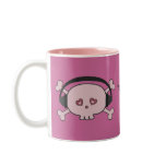 Cute Pink DJ Skulls With Headphones Personalized Coffee Mugs