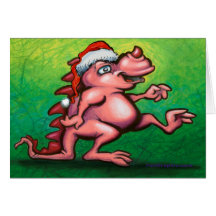 Cute Pink Dragon Christmas Card