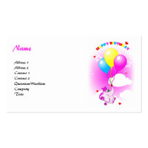 Cute Pink Elephant Happy Birthday Business Card