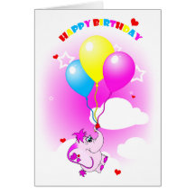 Cute Pink Elephant Happy Birthday Greeting Card