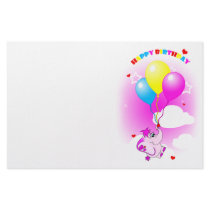 Cute Pink Elephant Happy Birthday Stationery