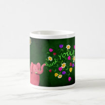 Cute Pink Elephant Thank You Coffee Mug