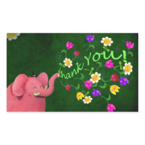 Cute Pink Elephant Thank You Rectangular Sticker