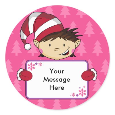 Cute Pink Elf Christmas Gift Tag Sticker by markmurphycreative