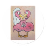 Cute Pink Flamingo Couple Just Married Whimsical stickers
