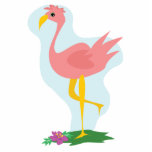 cute pink flamingo standing in the yard acrylic cut outs