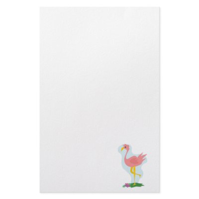cute pink flamingo standing in the yard stationery design by super_shop
