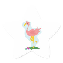 cute pink flamingo standing in the yard sticker