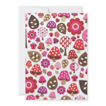 Cute pink flower butterfly tree girls invitation