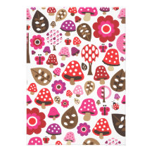 Cute pink flower butterfly tree girls invitation