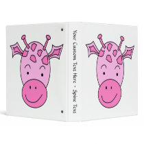 Cute Pink Giraffe. 3 Ring Binders