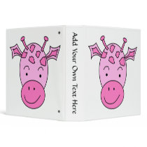 Cute Pink Giraffe. 3 Ring Binder