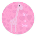Cute Pink Giraffe & Hearts Its A Girl New Baby