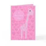 Cute Pink Giraffe & Hearts New Baby Girl
