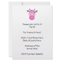 Cute Pink Giraffe. Custom Invitations
