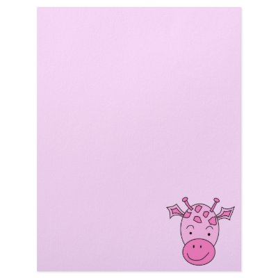 Cute Pink Giraffe. Letterhead by Animal_Art_By_Ali
