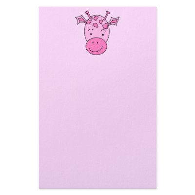 Cute Pink Giraffe. Stationery Paper by Animal_Art_By_Ali