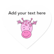 Cute Pink Giraffe. Heart Stickers