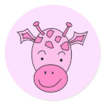 Cute Pink Giraffe. Round Stickers