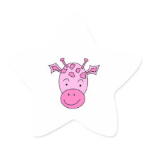 Cute Pink Giraffe. Star Stickers