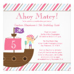 Cute pink girl's pirate birthday party invitation