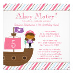 Cute pink girl's pirate birthday party invitation