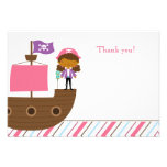 Cute pink girl's pirate birthday party thank you personalized announcement