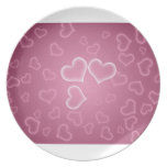 Cute Pink Hearts Background Dinner Plates