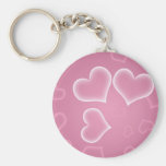 Cute Pink Hearts Background Keychain