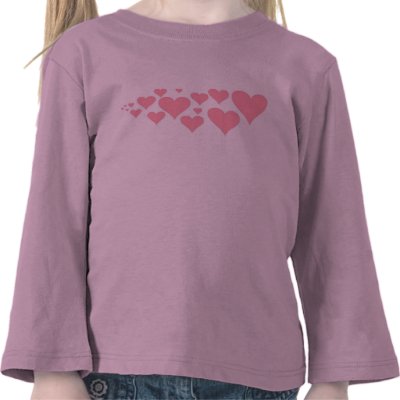 Cute Pink Hearts Tee Shirt by CoolShirtsForKids