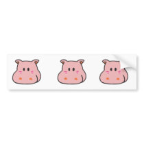 cute pink hippo face bumper stickers
