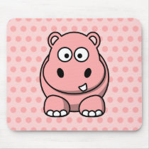 Cute Pink Hippo Mouse Pad