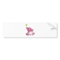 CUTE PINK HIPPO ON BALLOON BUMPER STICKERS