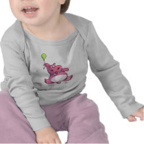 CUTE PINK HIPPO ON BALLOON TSHIRTS