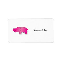 Cute pink hippo personalized address label