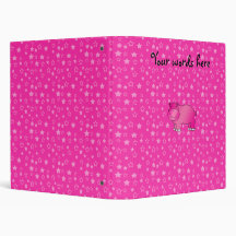Cute pink hippo pink stars binder