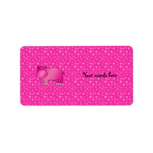 Cute pink hippo pink stars custom address labels