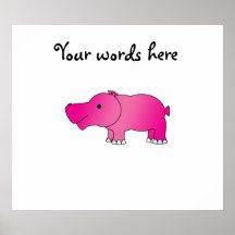 Cute pink hippo posters