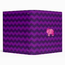 Cute pink hippo purple chevrons vinyl binders