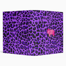 Cute pink hippo purple leopard pattern 3 ring binder
