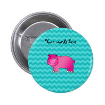 Cute pink hippo turquoise chevrons
