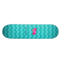 Cute pink hippo turquoise chevrons skate board decks
