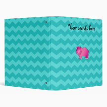 Cute pink hippo turquoise chevrons vinyl binders