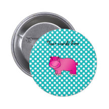 Cute pink hippo turquoise polka dots