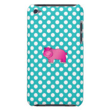 Cute pink hippo turquoise polka dots iPod touch cases