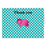 Cute pink hippo turquoise polka dots greeting card