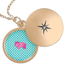 Cute pink hippo turquoise polka dots jewelry