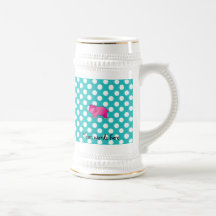Cute pink hippo turquoise polka dots mugs